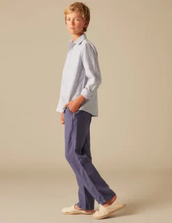 Nicoli Trousers<BLUE LINEN TROUSERS Azules