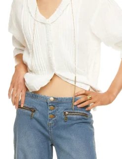 Nicoli Trousers|Denim<BLUE LOW WAIST BUTTONED JEANS Azul vaquero