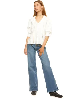 Nicoli Trousers|Denim<BLUE LOW WAIST BUTTONED JEANS Azul vaquero
