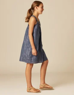 Nicoli Dresses<BLUE LUREX STRIPED DRESS Azules oscuros