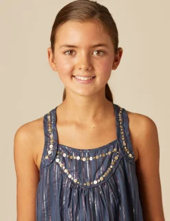 Nicoli Dresses<BLUE LUREX STRIPED DRESS Azules oscuros