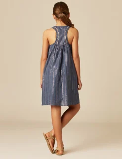 Nicoli Dresses<BLUE LUREX STRIPED DRESS Azules oscuros