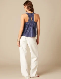 Nicoli Tops<BLUE LUREX STRIPED TOP Azules oscuros
