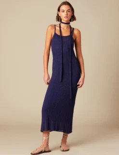 Nicoli Dresses<BLUE MOTIF KNIT DRESS Azules