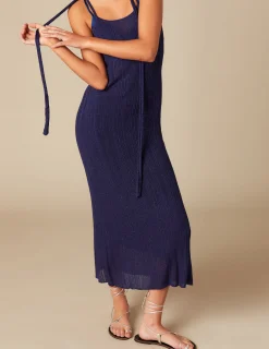 Nicoli Dresses<BLUE MOTIF KNIT DRESS Azules