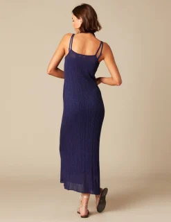 Nicoli Dresses<BLUE MOTIF KNIT DRESS Azules