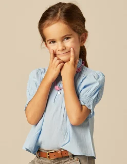 Nicoli Shirts<BLUE PIN-TUCK SHIRT Azules claros