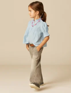 Nicoli Shirts<BLUE PIN-TUCK SHIRT Azules claros