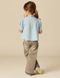 Nicoli Shirts<BLUE PIN-TUCK SHIRT Azules claros