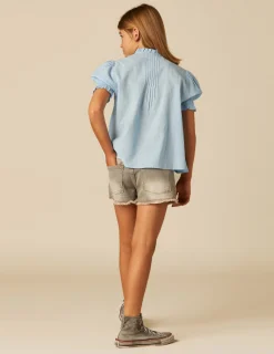 Nicoli Shirts<BLUE PIN-TUCK SHIRT Azules claros