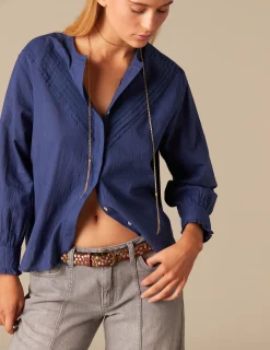 Nicoli Shirts & Blouses<BLUE PIN-TUCK SHIRT Azules oscuros
