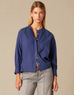 Nicoli Shirts & Blouses<BLUE PIN-TUCK SHIRT Azules oscuros