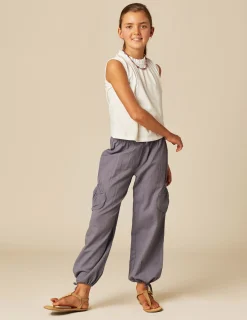 Nicoli Trousers<BLUE POCKET LINEN TROUSERS Azules
