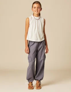 Nicoli Trousers<BLUE POCKET LINEN TROUSERS Azules