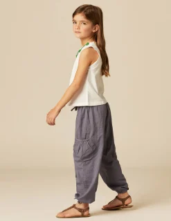 Nicoli Trousers<BLUE POCKET LINEN TROUSERS Azules