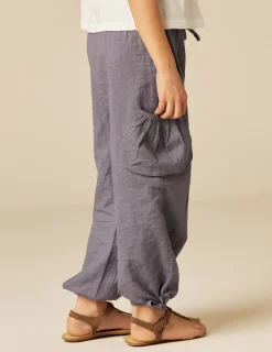 Nicoli Trousers<BLUE POCKET LINEN TROUSERS Azules