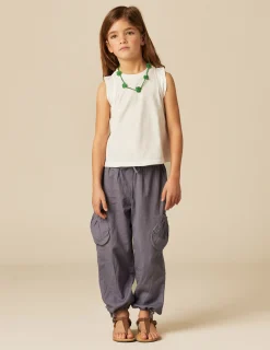 Nicoli Trousers<BLUE POCKET LINEN TROUSERS Azules