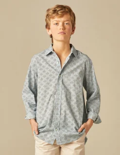 Nicoli Shirts<BLUE PRINT SHIRT Azules claros