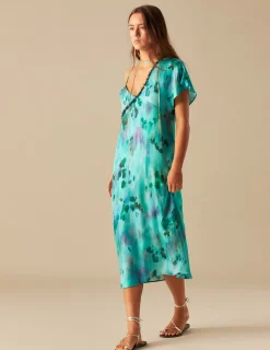 Nicoli Dresses<BLUE PRINTED DRESS Verde turquesa