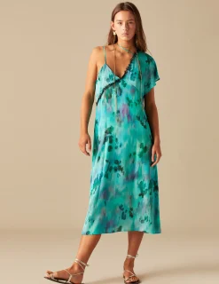 Nicoli Dresses<BLUE PRINTED DRESS Verde turquesa