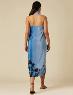 Nicoli Dresses<BLUE PRINTED SILK DRESS Verdes oscuros