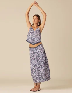 Nicoli Skirts<BLUE PRINTED SKIRT Rosas