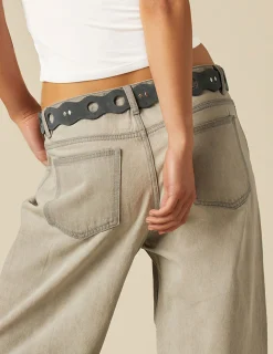 Nicoli Belts<BLUE RETRO SUEDE BELT Grises antracitas