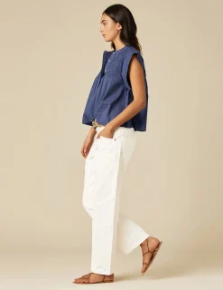 Nicoli Shirts & Blouses<BLUE SLEEVELESS SHIRT Blancos