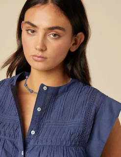 Nicoli Shirts & Blouses<BLUE SLEEVELESS SHIRT Blancos