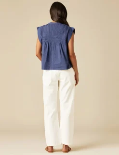 Nicoli Shirts & Blouses<BLUE SLEEVELESS SHIRT Blancos