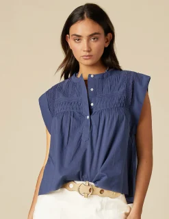 Nicoli Shirts & Blouses<BLUE SLEEVELESS SHIRT Blancos