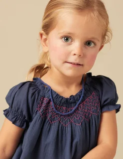 Nicoli Dresses<BLUE SMOCKED DRESS Azules