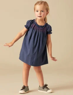 Nicoli Dresses<BLUE SMOCKED DRESS Azules