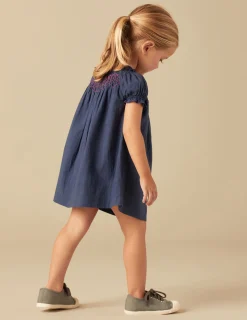 Nicoli Dresses<BLUE SMOCKED DRESS Azules