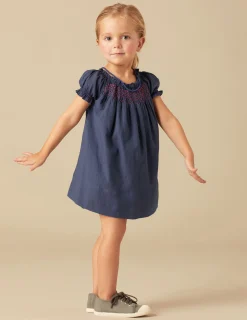 Nicoli Dresses<BLUE SMOCKED DRESS Azules