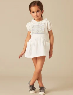 Nicoli Skirts<BLUE SMOCKED PINAFORE DRESS Azules claros