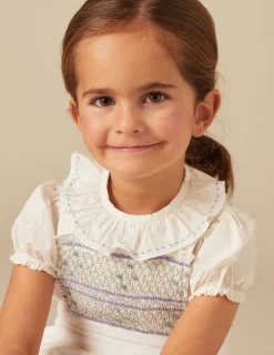 Nicoli Skirts<BLUE SMOCKED PINAFORE DRESS Azules claros