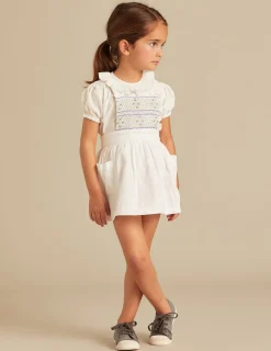 Nicoli Skirts<BLUE SMOCKED PINAFORE DRESS Azules claros