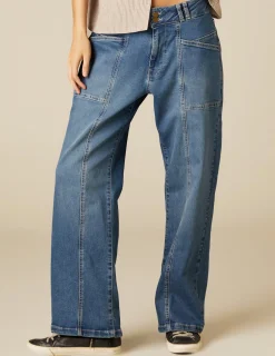 Nicoli Trousers|Denim<BLUE STITCHED JEANS Blancos