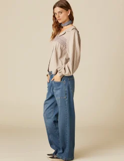 Nicoli Trousers|Denim<BLUE STITCHED JEANS Blancos