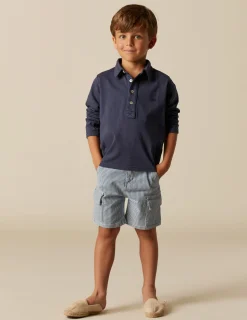 Nicoli Trousers<BLUE STRIPED CARGO SHORTS Rojos