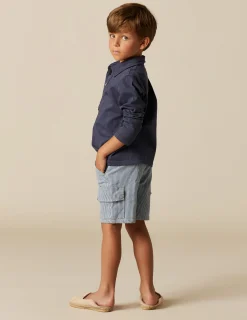 Nicoli Trousers<BLUE STRIPED CARGO SHORTS Rojos