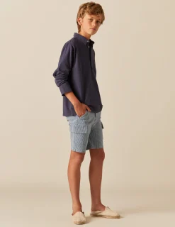 Nicoli Trousers<BLUE STRIPED CARGO SHORTS Rojos