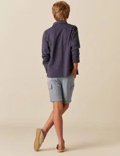 Nicoli Trousers<BLUE STRIPED CARGO SHORTS Rojos
