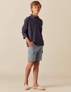 Nicoli Trousers<BLUE STRIPED CARGO SHORTS Rojos