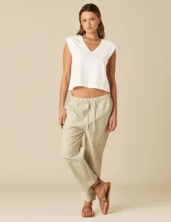 Nicoli Trousers<BLUE STRIPED COTTON TROUSERS Azules claros