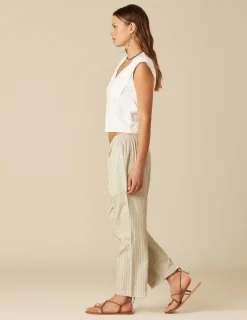 Nicoli Trousers<BLUE STRIPED COTTON TROUSERS Azules claros