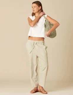 Nicoli Trousers<BLUE STRIPED COTTON TROUSERS Azules claros