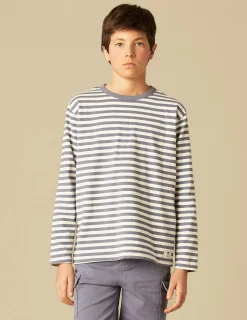 Nicoli T-shirts<BLUE STRIPED LONG-SLEEVED T-SHIRT Azules