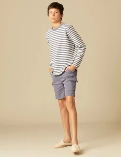 Nicoli T-shirts<BLUE STRIPED LONG-SLEEVED T-SHIRT Azules